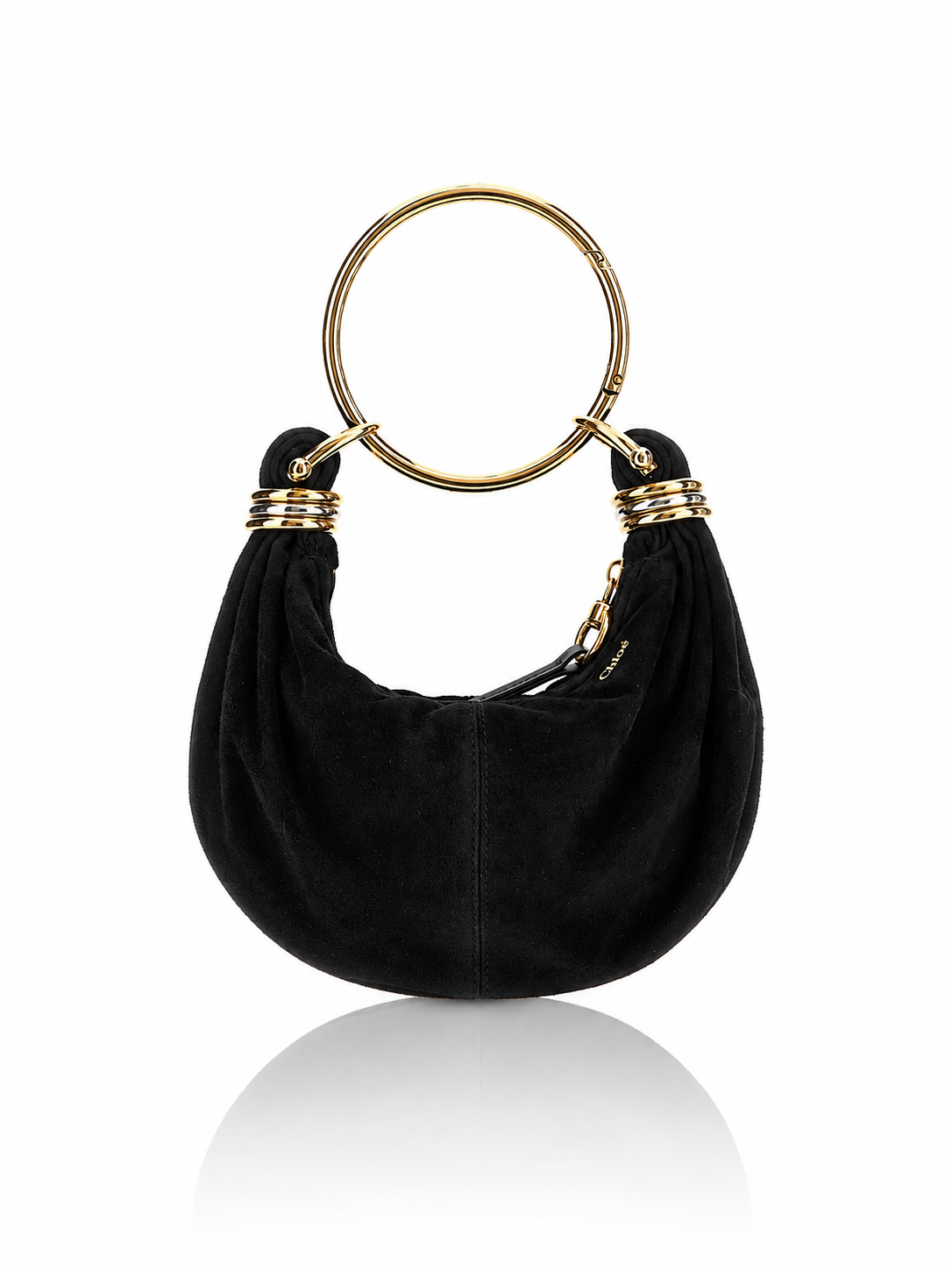 Chloé Black Suede Calfskin Bracelet Hobo Bag