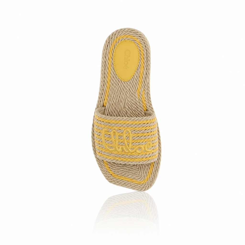 Chloé Sand Braided Rope Raffia Slides