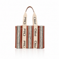 Chloé Striped Woody Linen Tote Bag