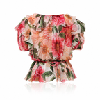 Dolce & Gabbana Pink Camellias Silk Blouse