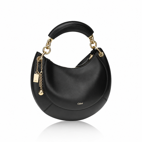 Chloé Banana Small Black Leather Hobo Bag