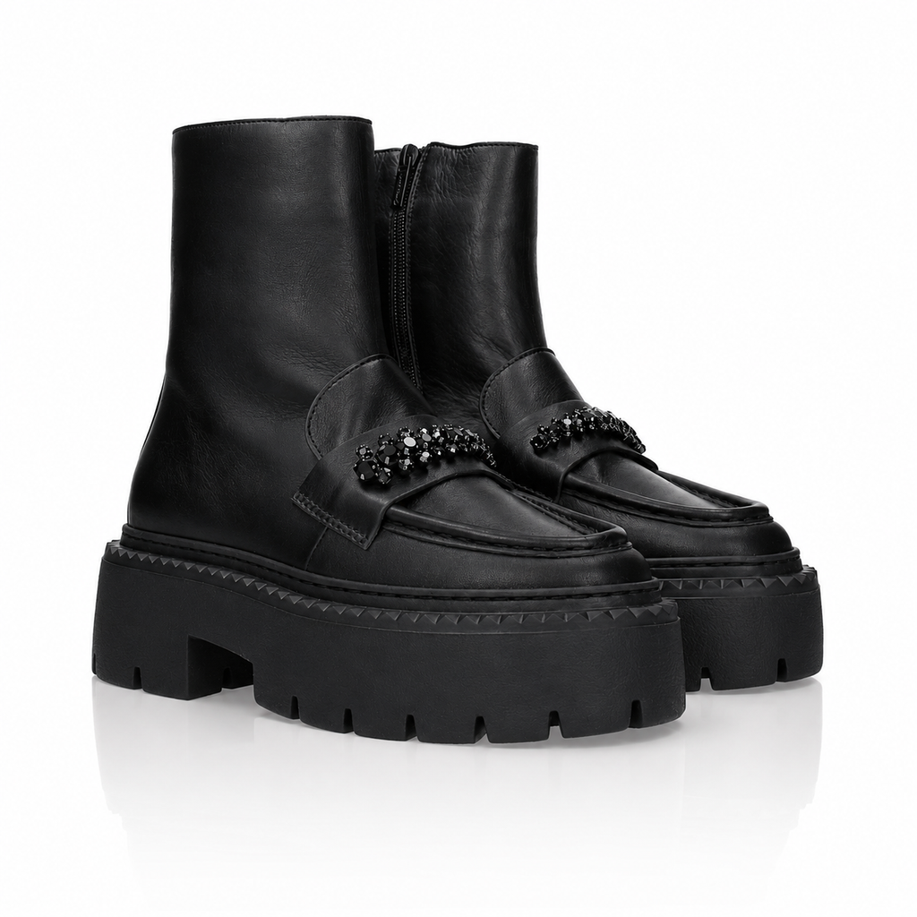 Stivaletti Jimmy Choo Bryer in pelle nera con cristalli