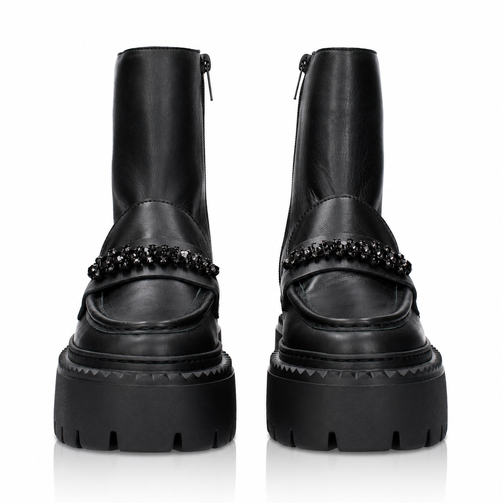 Stivaletti Jimmy Choo Bryer in pelle nera con cristalli