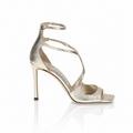 Jimmy Choo Azia 95 Champagne Metallic Leather Sandals