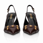 Versace Medusa Button Leather Slingback Pumps