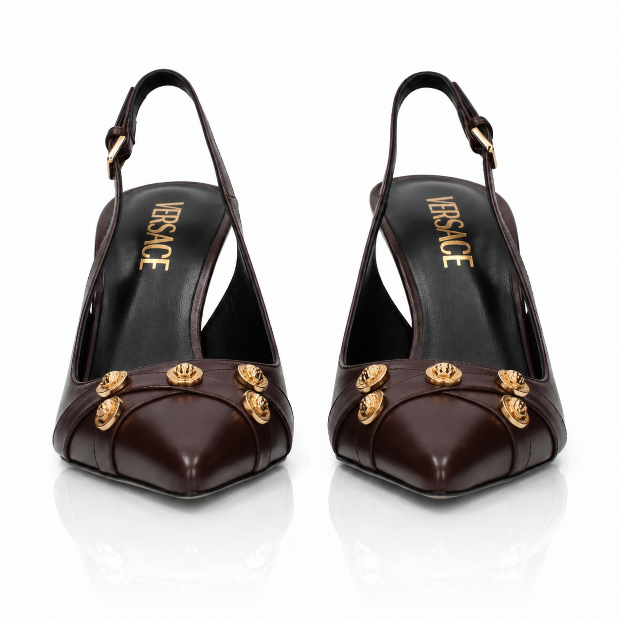 Versace Medusa Button Leather Slingback Pumps