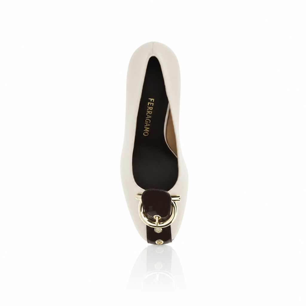 Ferragamo Gancini Oxide 70 Block Heel Pumps