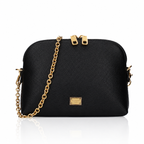 Dolce & Gabbana Black Dauphine Leather Shoulder Bag
