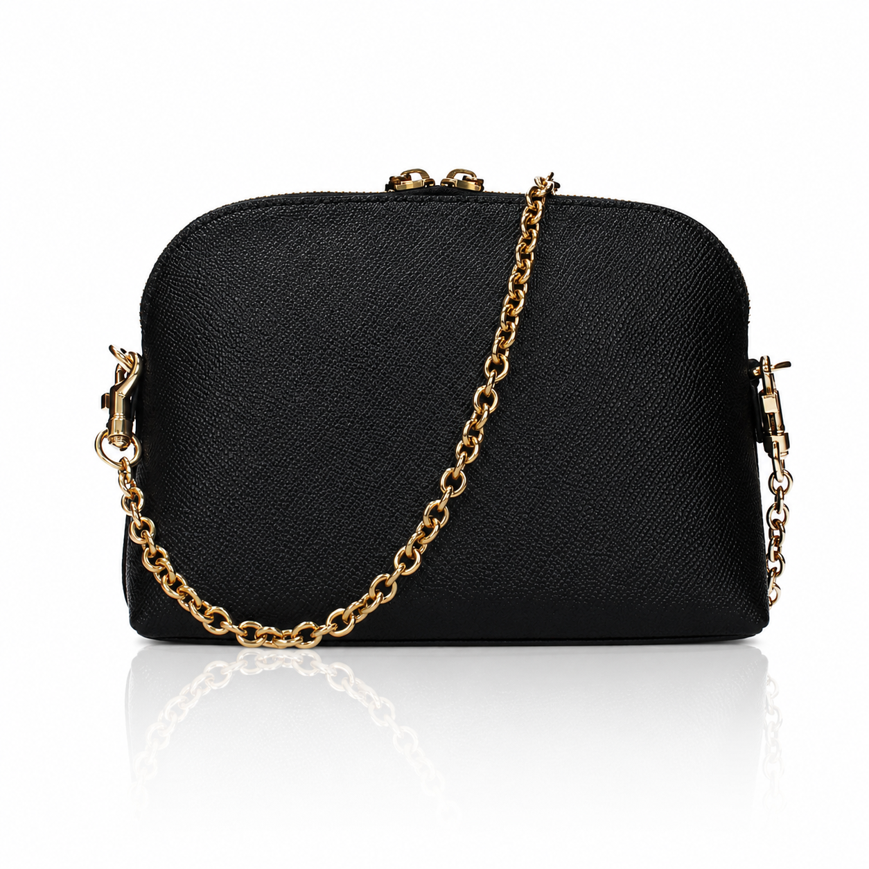 Dolce & Gabbana Black Dauphine Leather Shoulder Bag