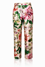 Dolce & Gabbana Silk Charmeuse Floral High Waist Pants