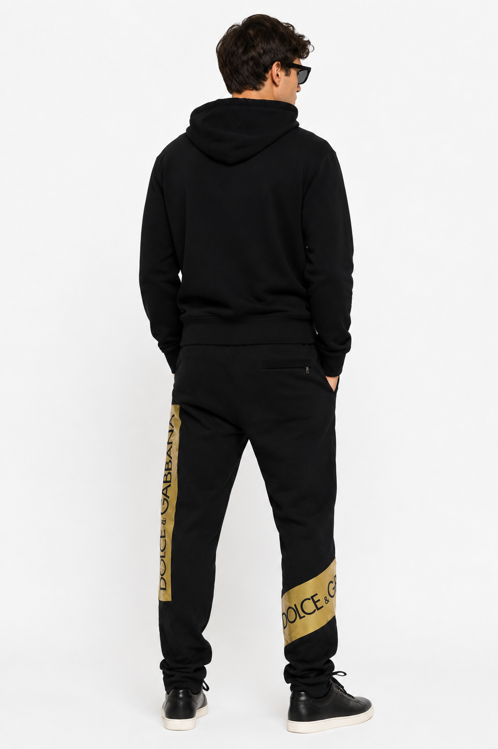 Dolce & Gabbana Gold Logo Tape Jogger Black