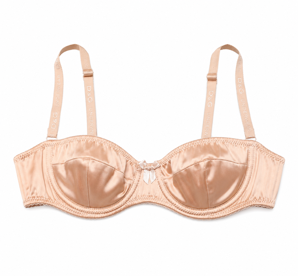 Dolce & Gabbana Satin Balconette Bra Nude Beige