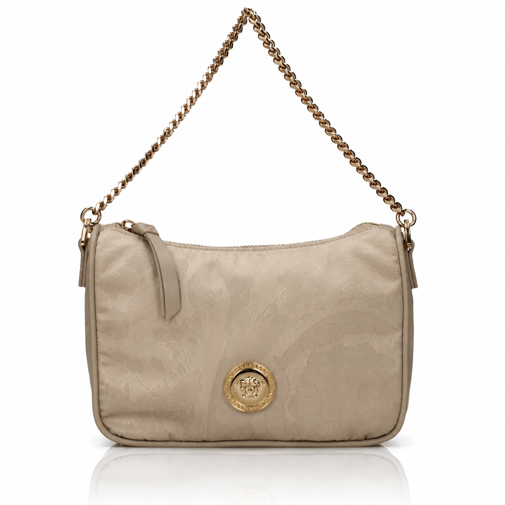 Versace Medusa Floral Champagne Hobo Bag