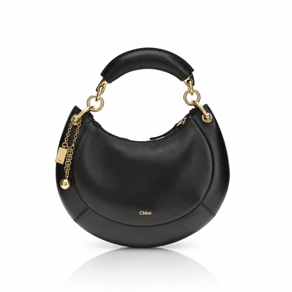 Chloé Banana Small Black Leather Hobo Bag