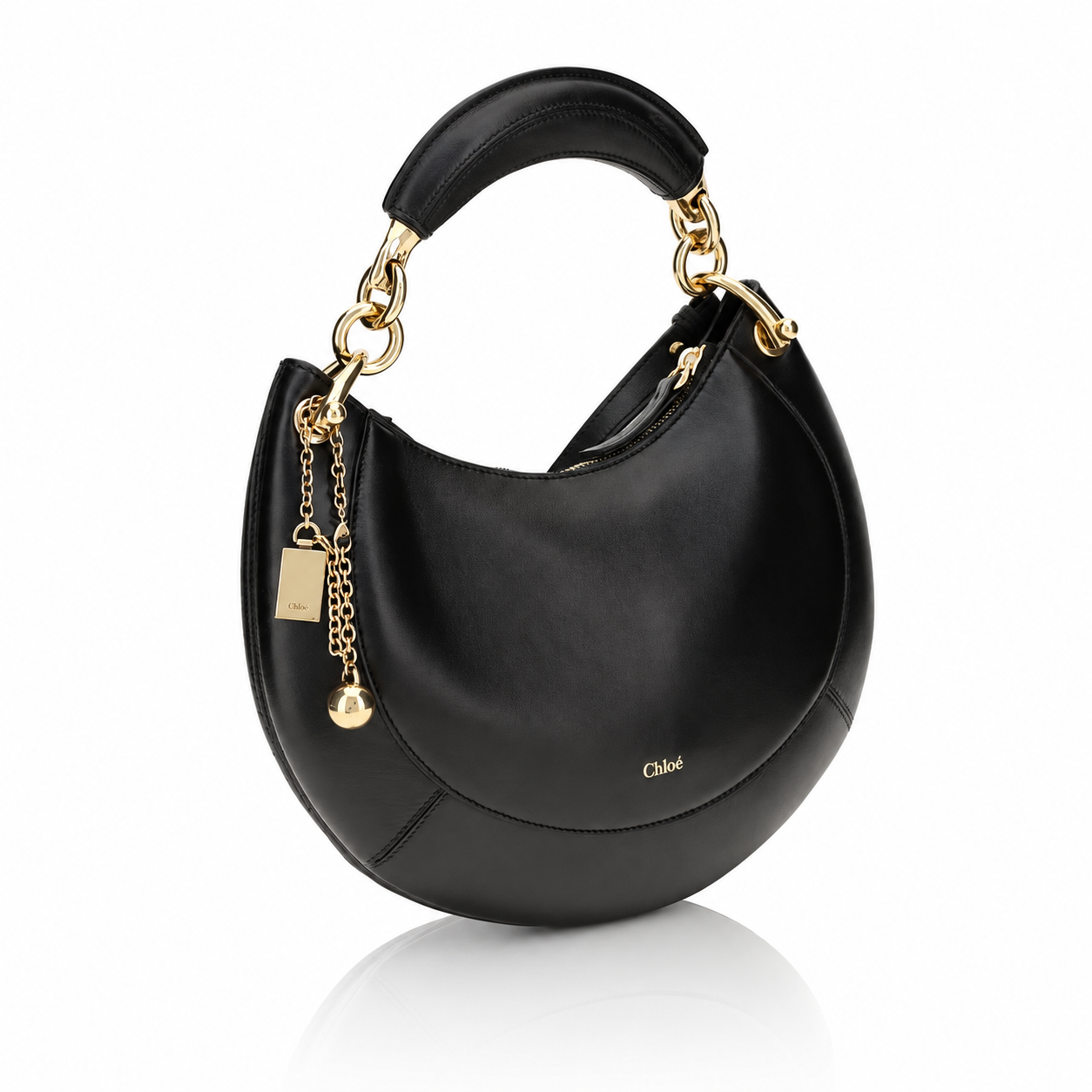 Chloé Banana Small Black Leather Hobo Bag