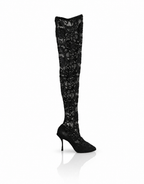 Dolce & Gabbana Black Taormina Lace Knee-High Boots