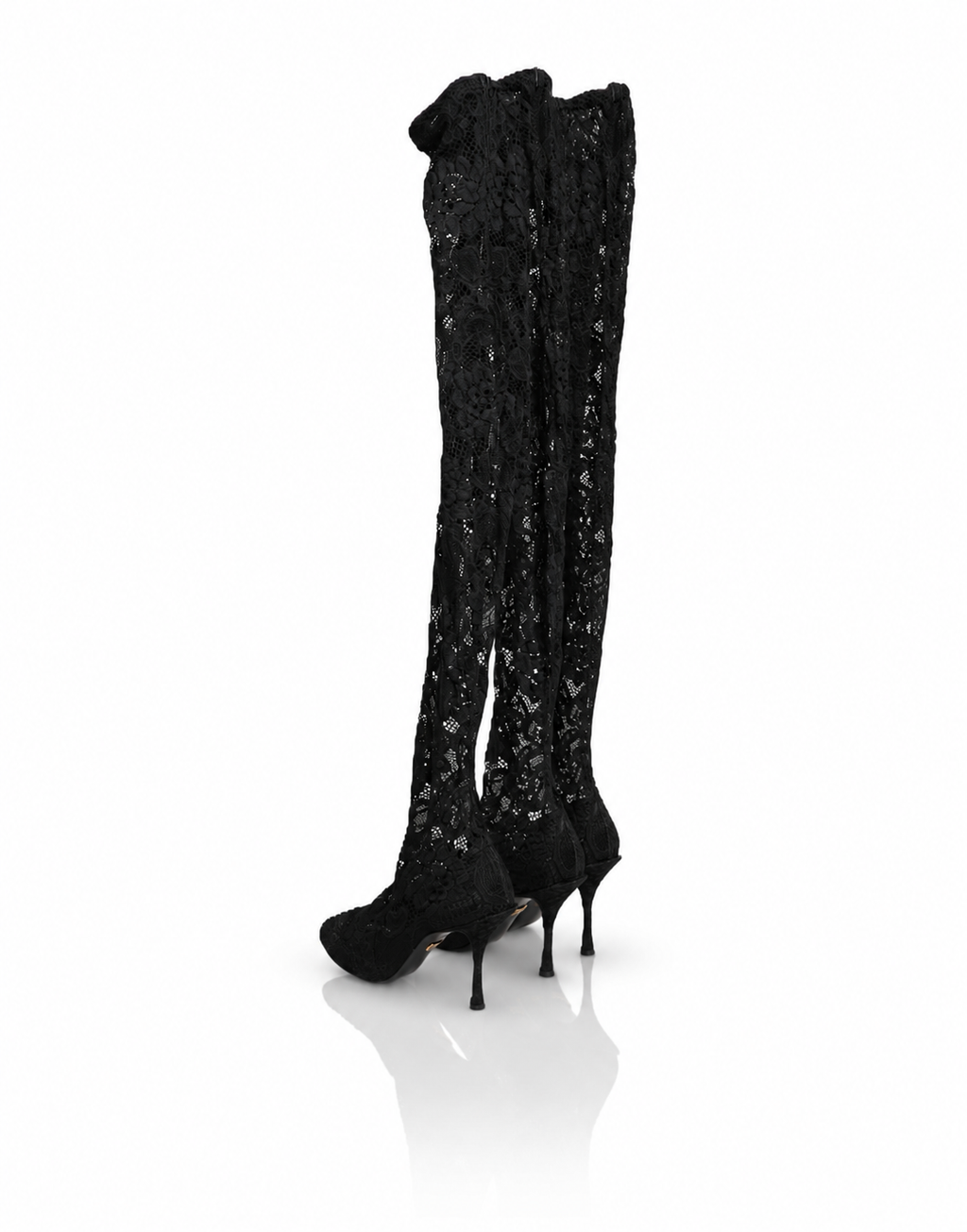 Dolce & Gabbana Black Taormina Lace Knee-High Boots