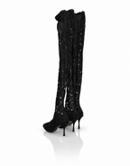 Dolce & Gabbana Black Taormina Lace Knee-High Boots