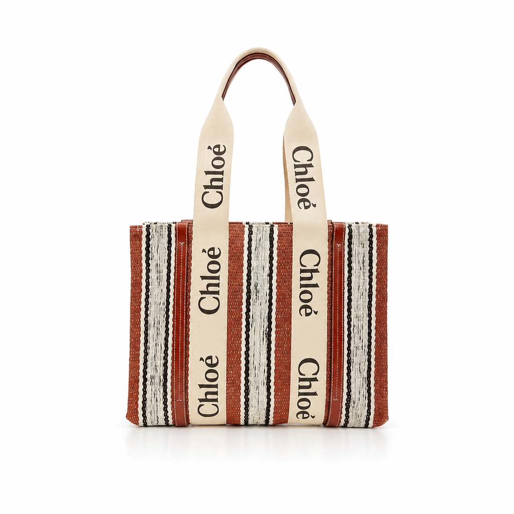 Chloé Brown Linen Tote Bag