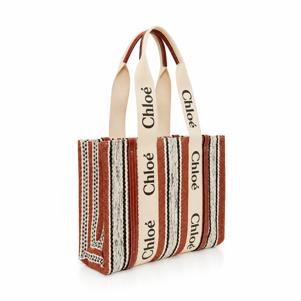 Chloé Brown Linen Tote Bag