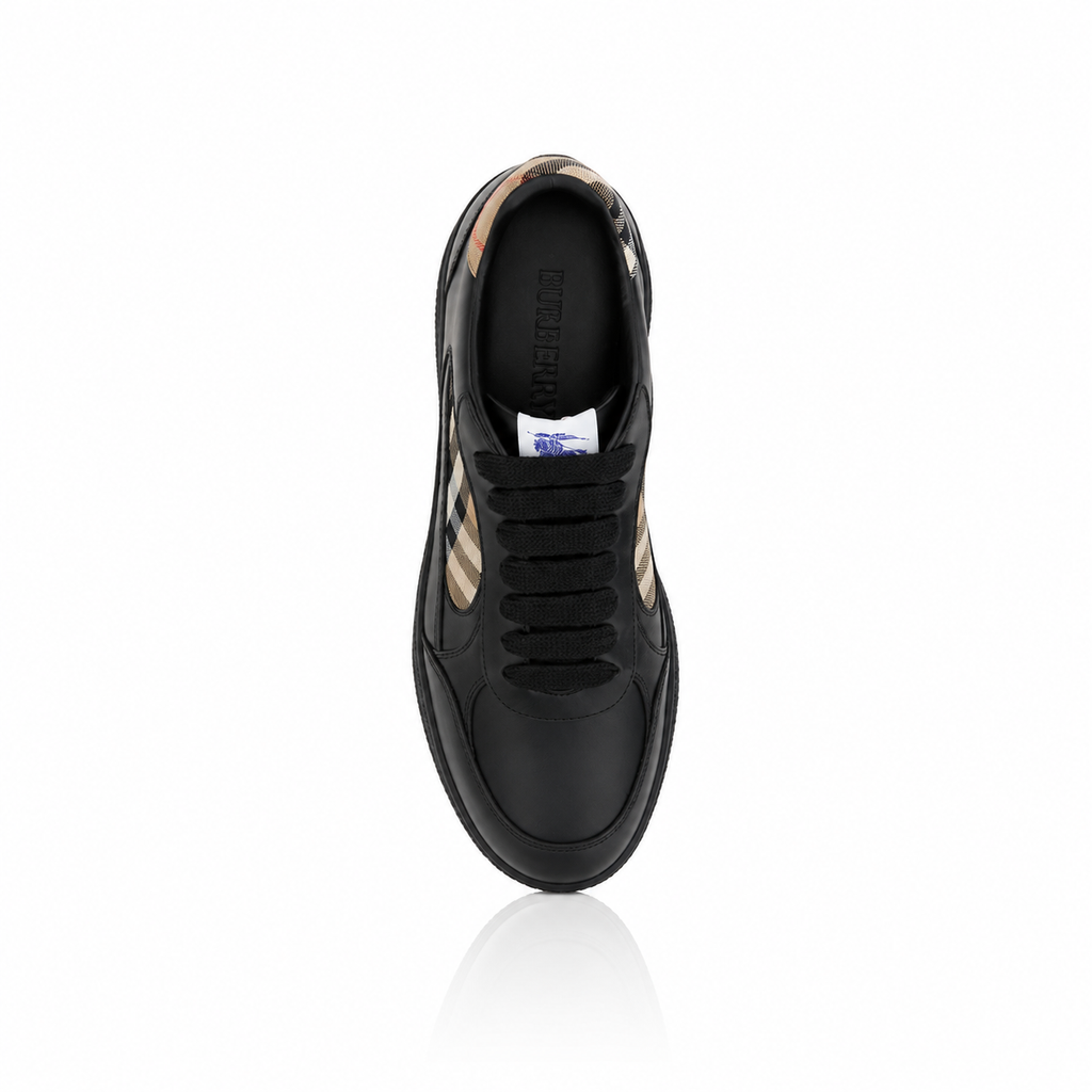 Burberry Check Terrace Black Leather Sneakers