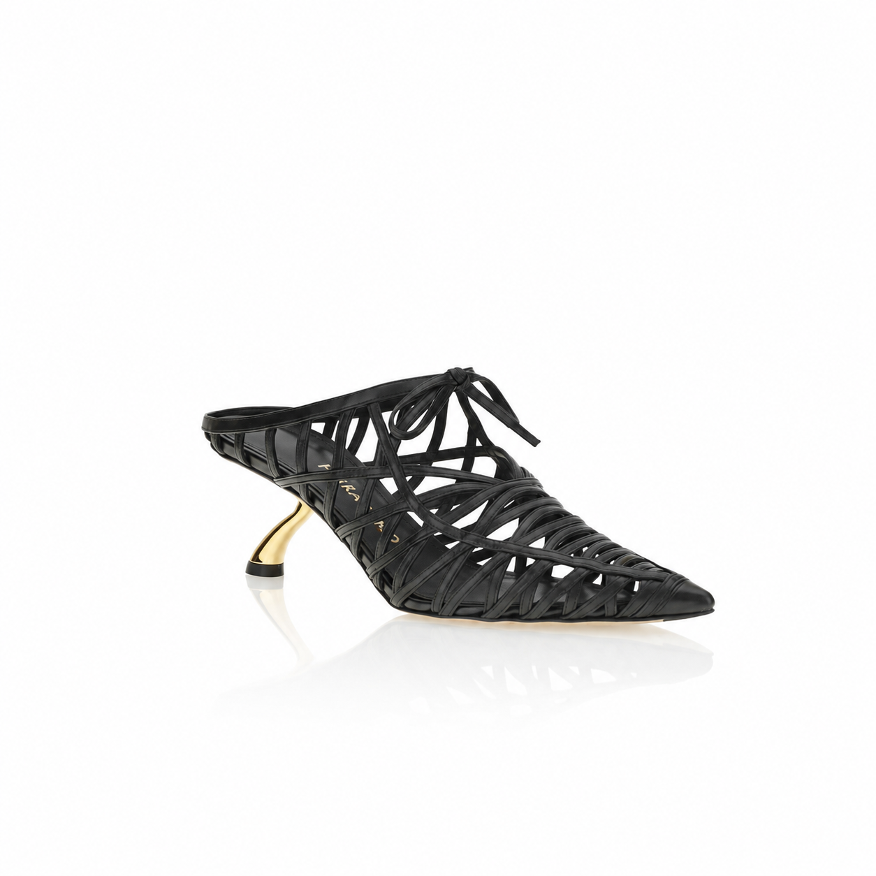 Ferragamo Cirry Woven Black Leather Mules