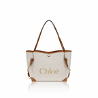 Chloé Clover Linen & Leather Tote Bag