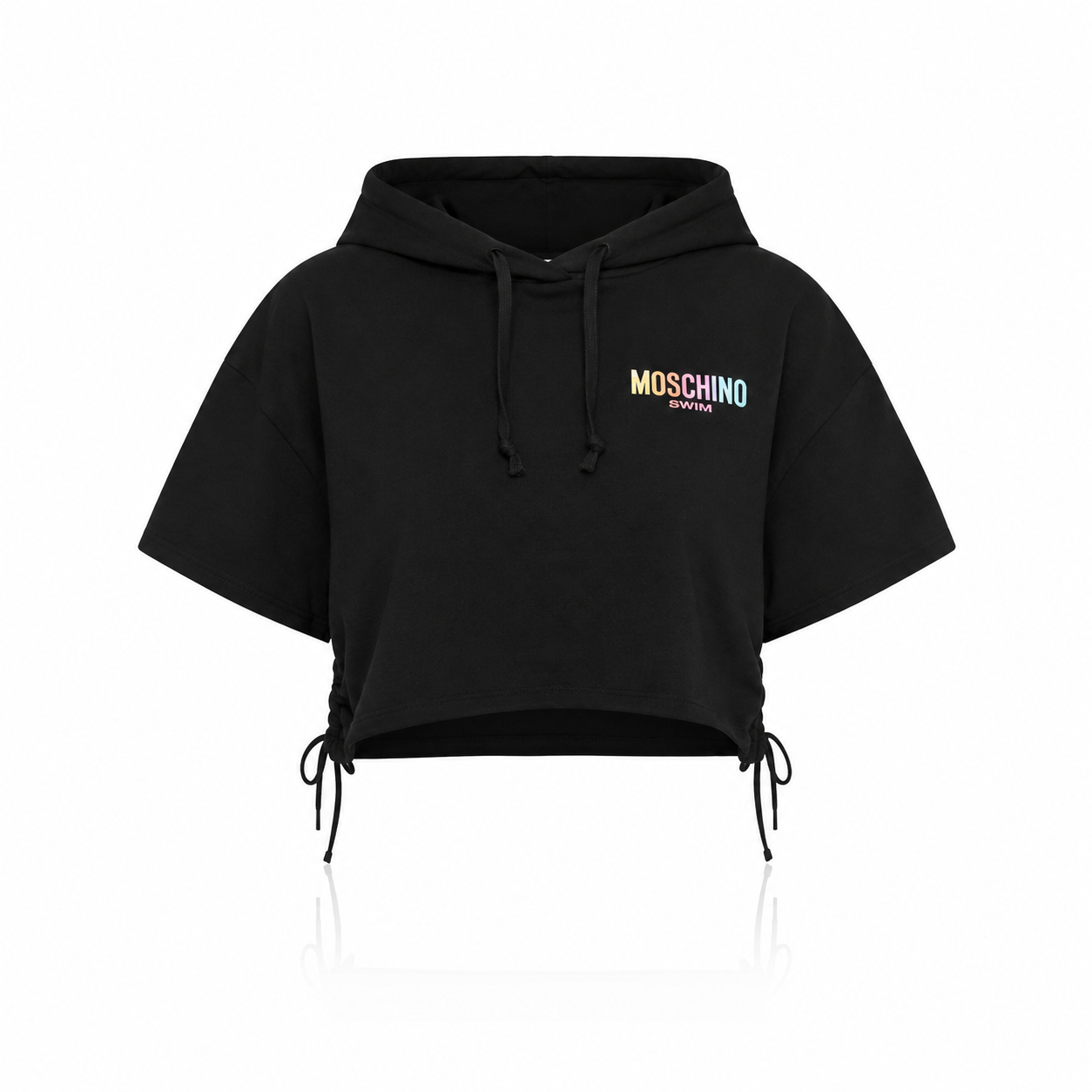 Moschino Short Sleeve Cropped Hoodie Black