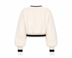 Dolce & Gabbana White Cropped Faux Fur DG Sweater