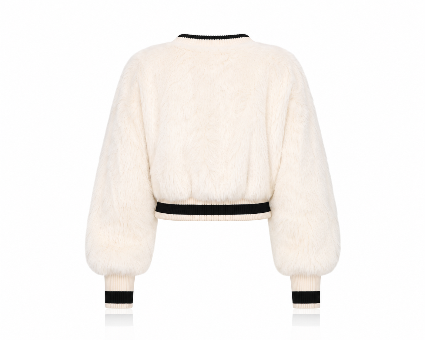 Dolce & Gabbana White Cropped Faux Fur DG Sweater