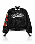Dolce & Gabbana Floral Satin Varsity Bomber Jacket