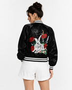 Dolce & Gabbana Floral Satin Varsity Bomber Jacket