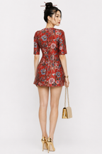 Dolce & Gabbana Red Floral Jacquard Mini Dress