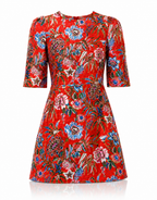 Dolce & Gabbana Red Floral Jacquard Mini Dress
