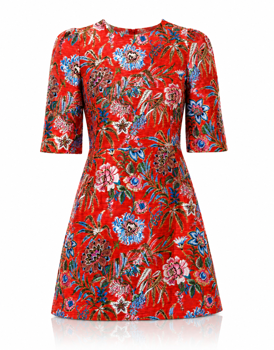 Dolce & Gabbana Red Floral Jacquard Mini Dress