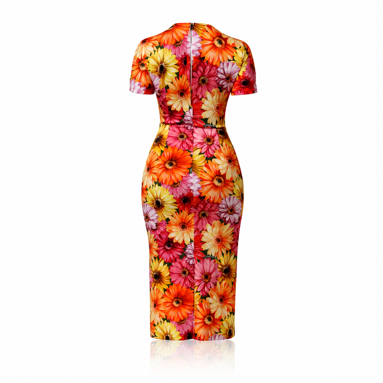 Dolce & Gabbana Gerbera-Daisy Charmeuse Midi Dress