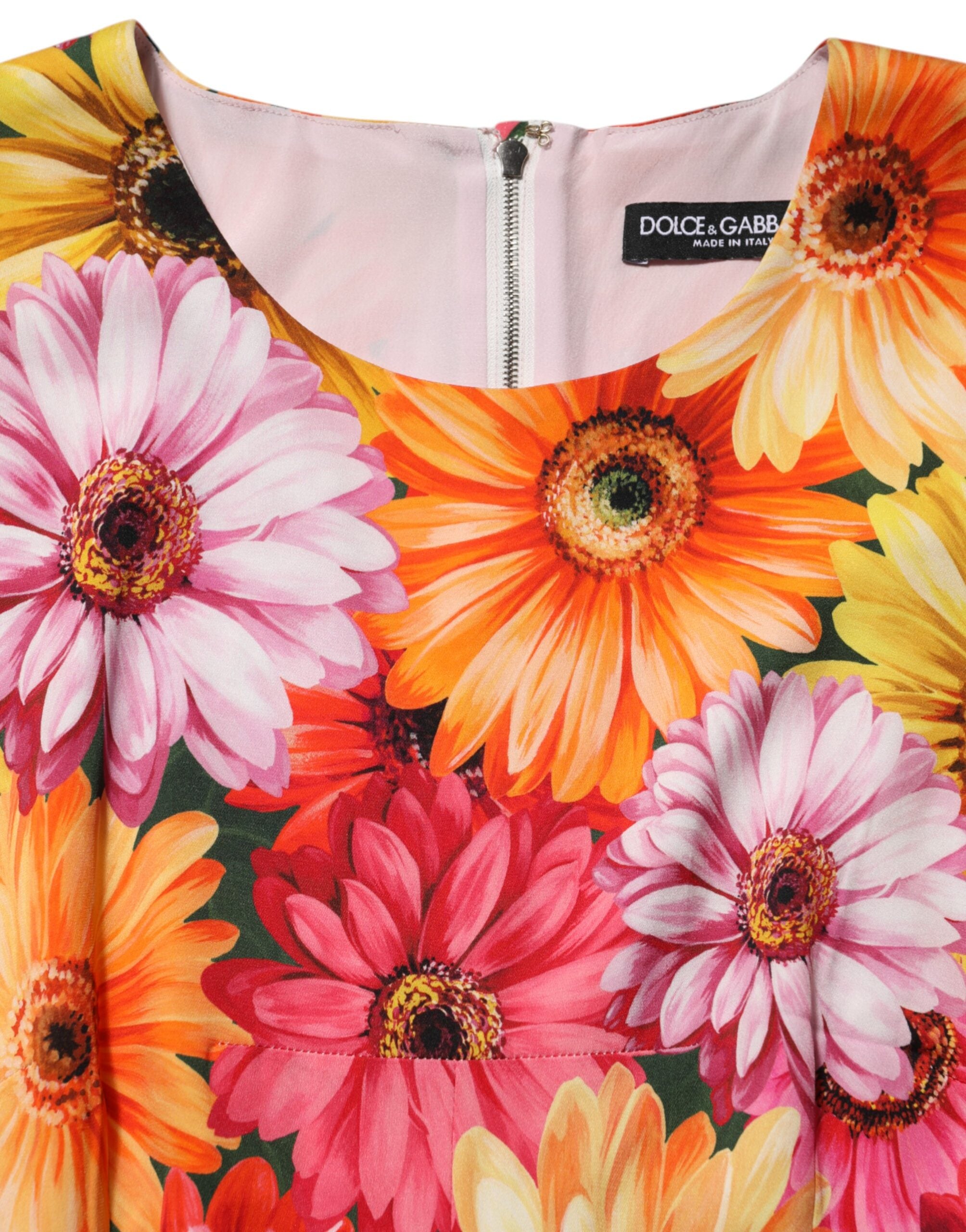 Dolce & Gabbana Gerbera-Daisy Charmeuse Midi Dress