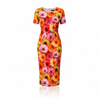 Dolce & Gabbana Gerbera-Daisy Charmeuse Midi Dress