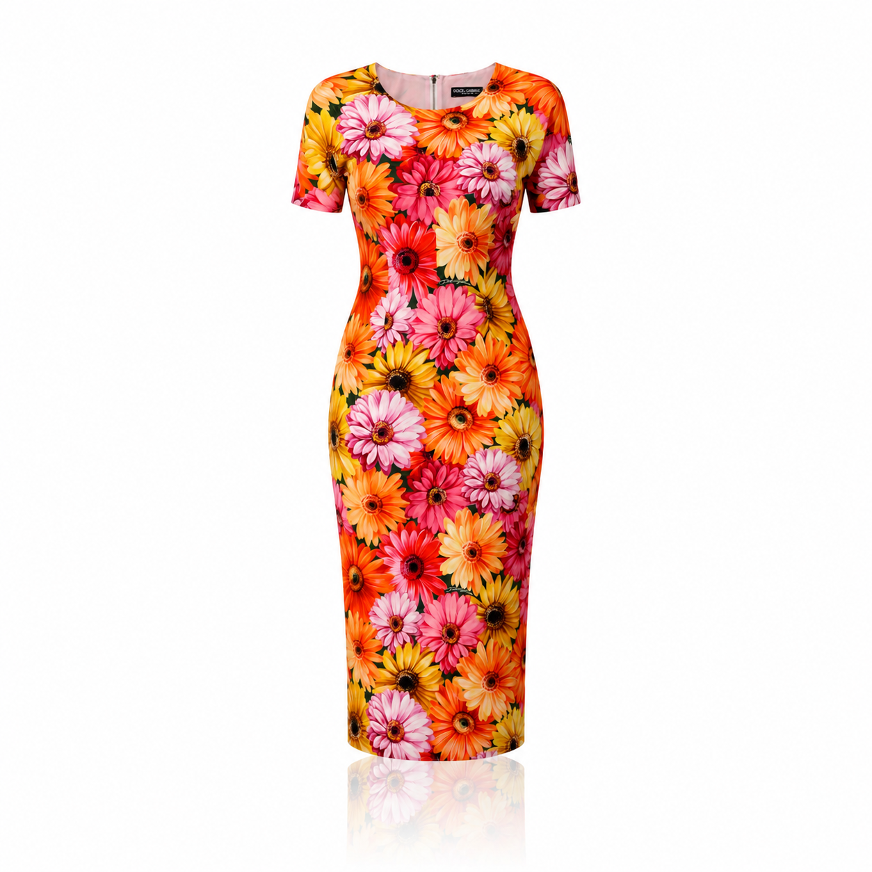 Dolce & Gabbana Gerbera-Daisy Charmeuse Midi Dress