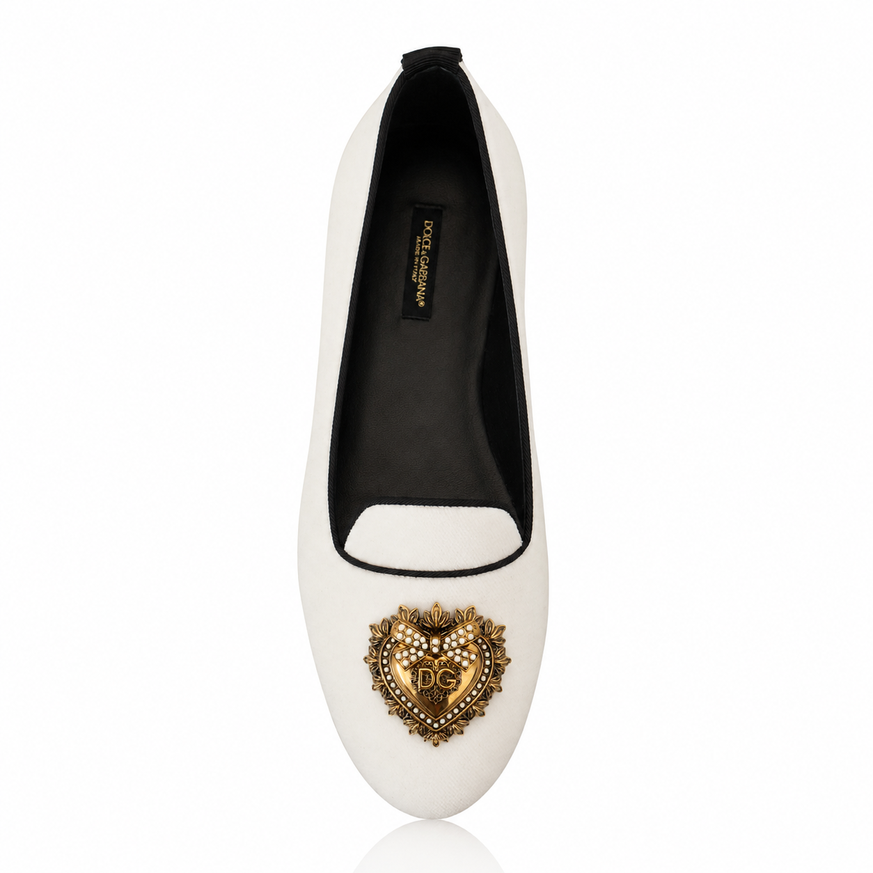 Dolce & Gabbana Devotion White Velvet Loafers