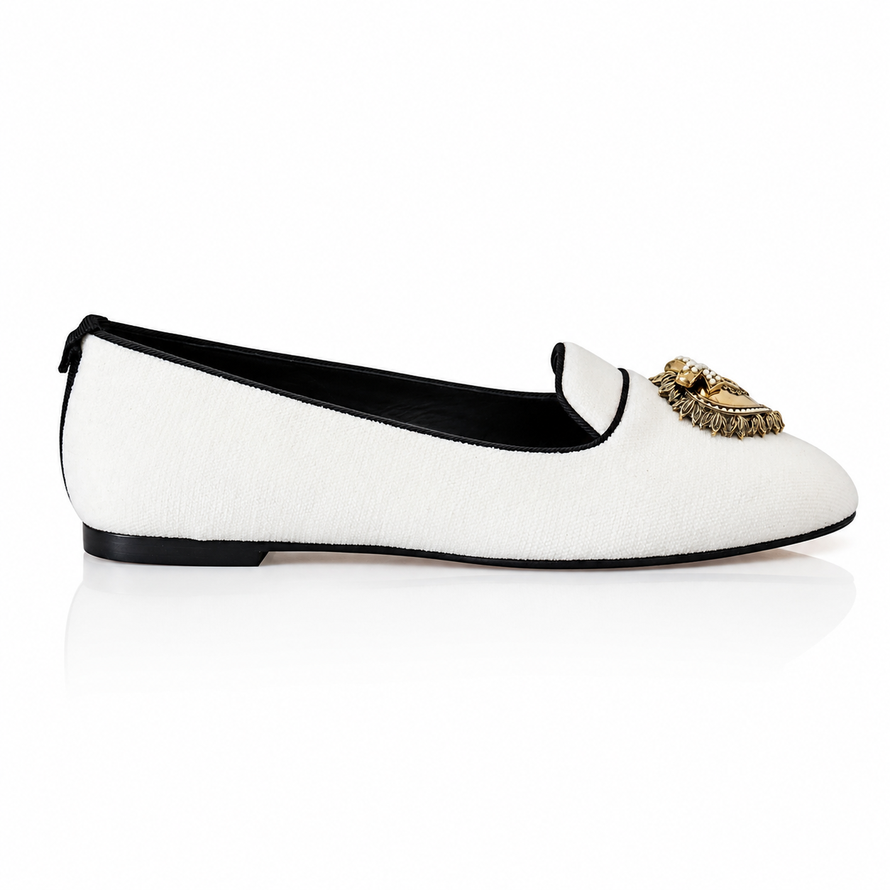 Dolce & Gabbana Devotion White Velvet Loafers