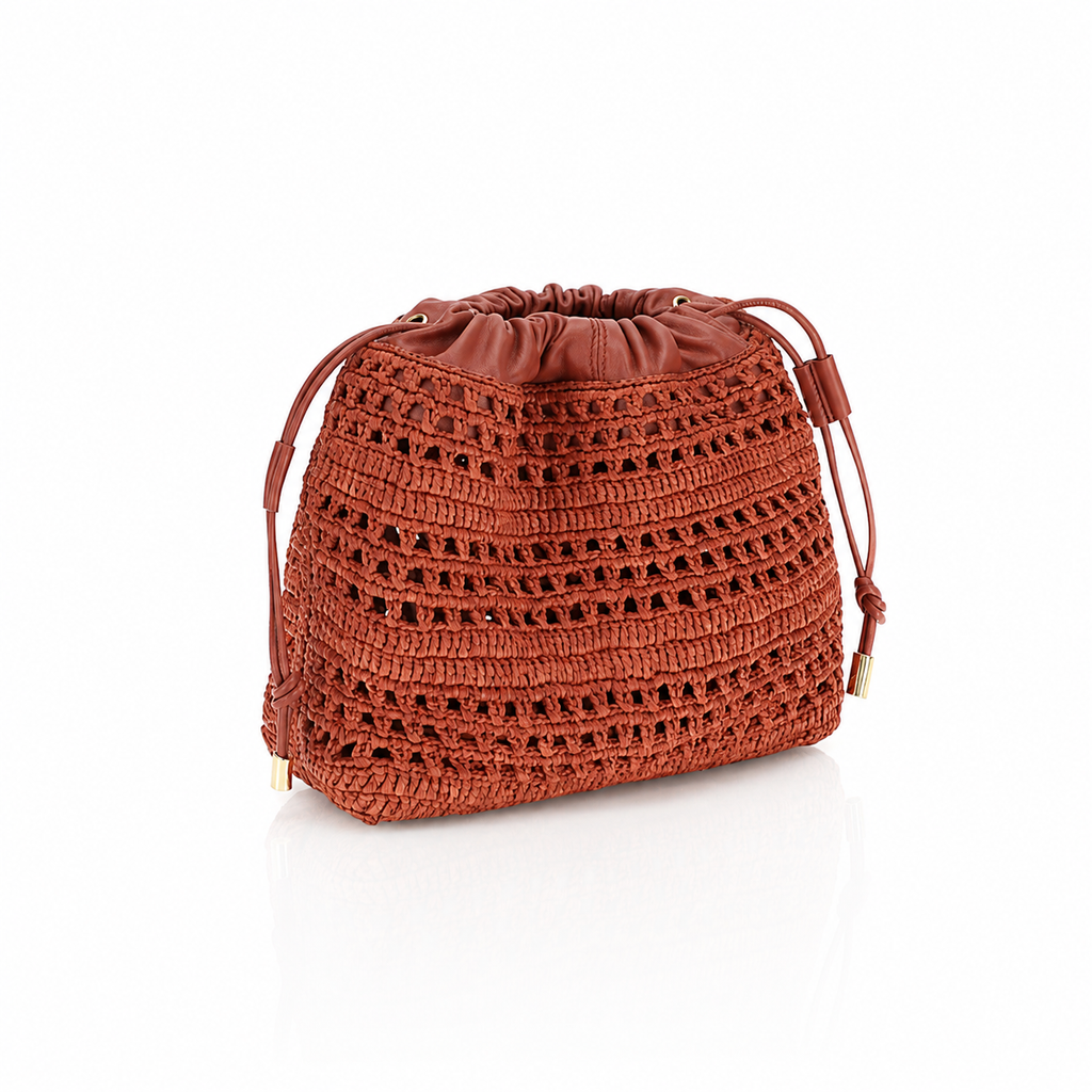 Chloé Mini Banana Drawstring Raffia Bag