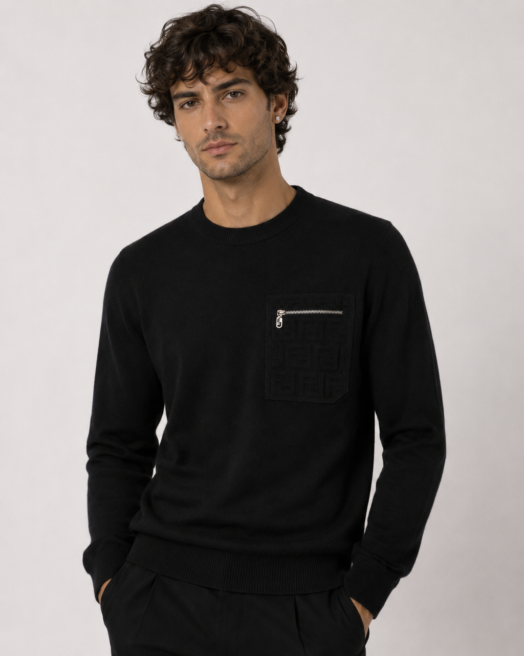Fendi FF Embossed-Pocket Wool Jumper