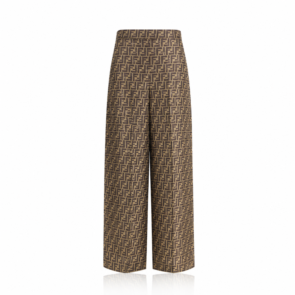 Fendi FF Silk Wide-Leg Trouser