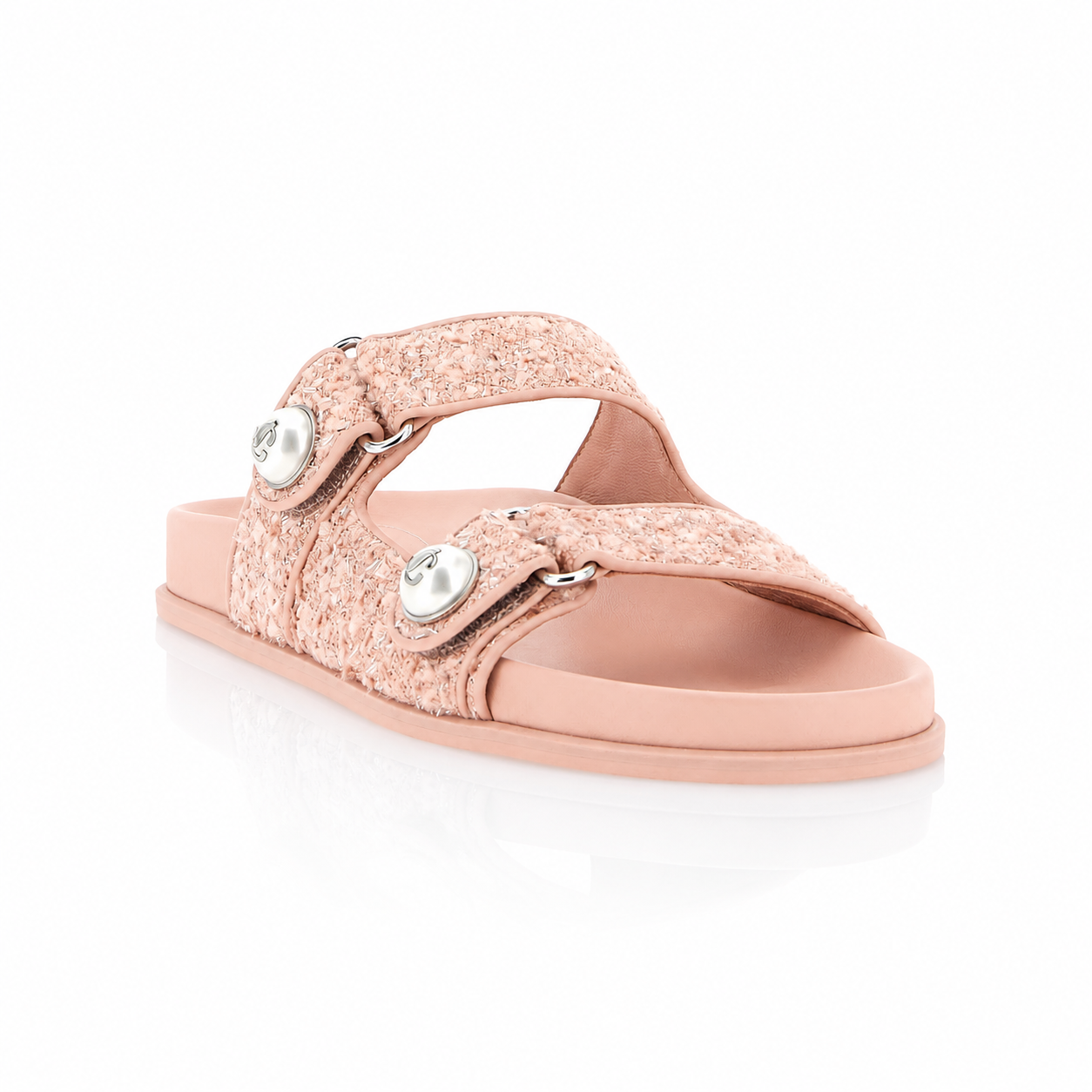 Jimmy Choo Fayence Tweed Pearl Slides