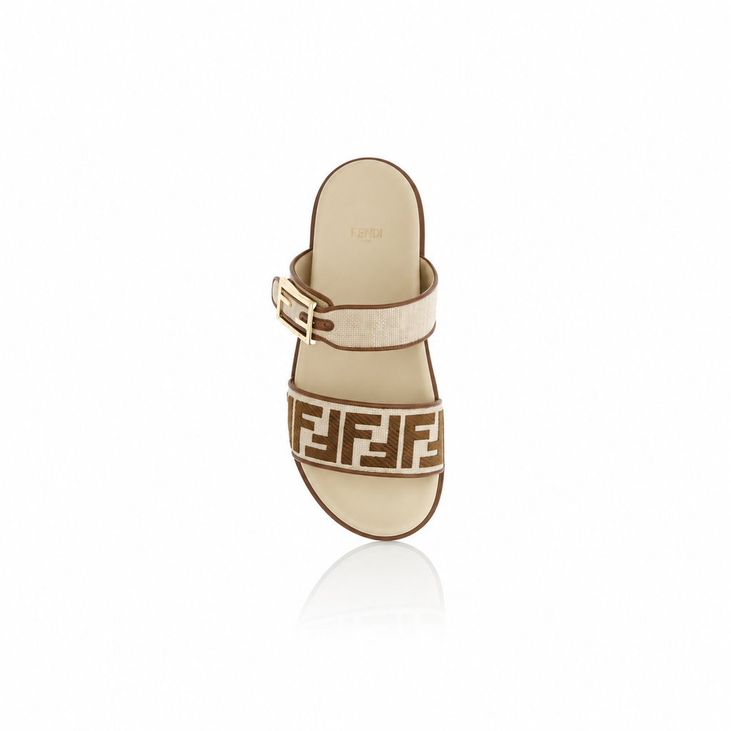 Fendi Feel Raffia Slides