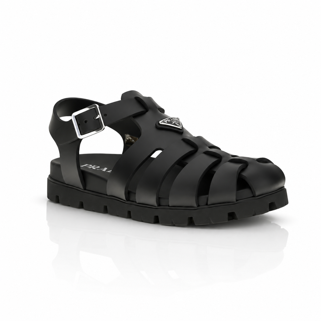 Prada Rubber Fisherman Cage Sandals