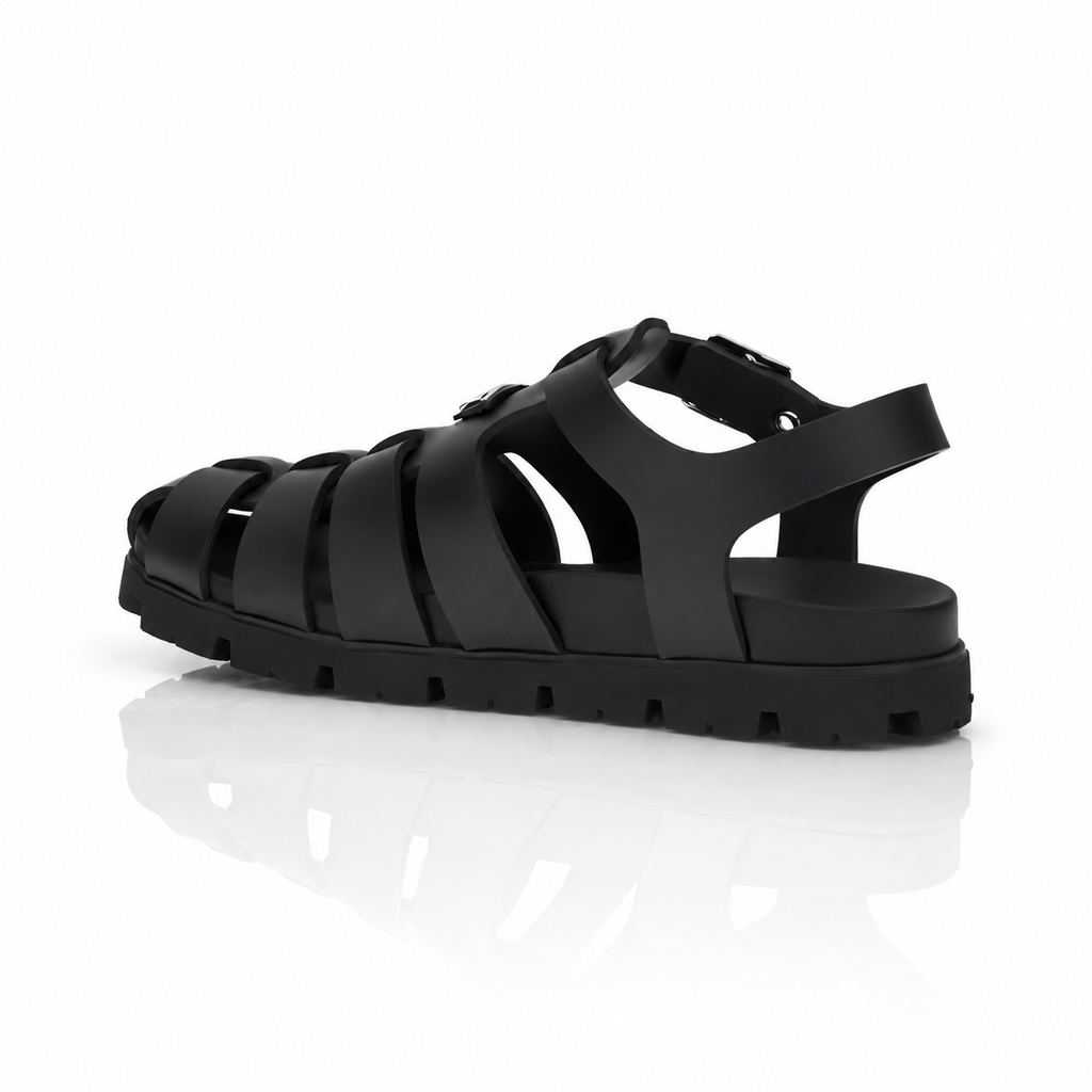 Prada Rubber Fisherman Cage Sandals