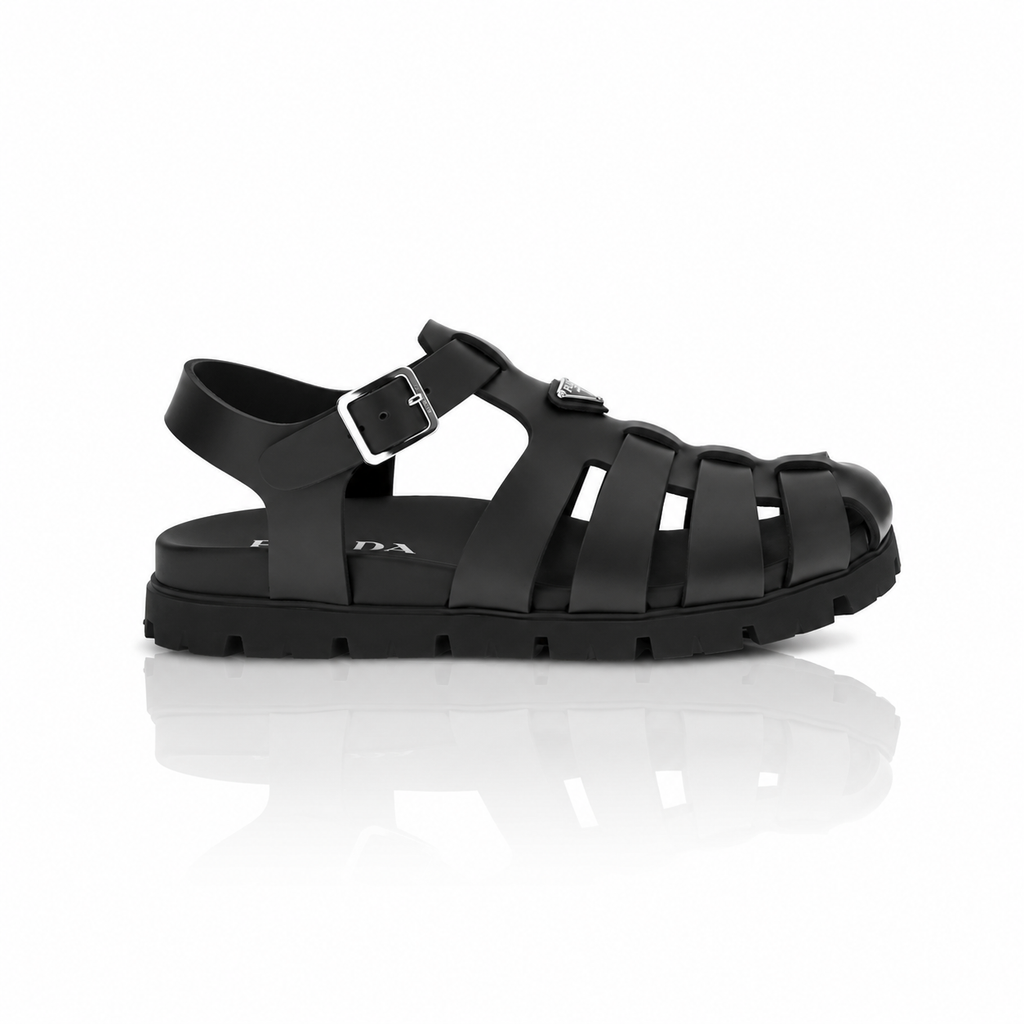 Prada Rubber Fisherman Cage Sandals
