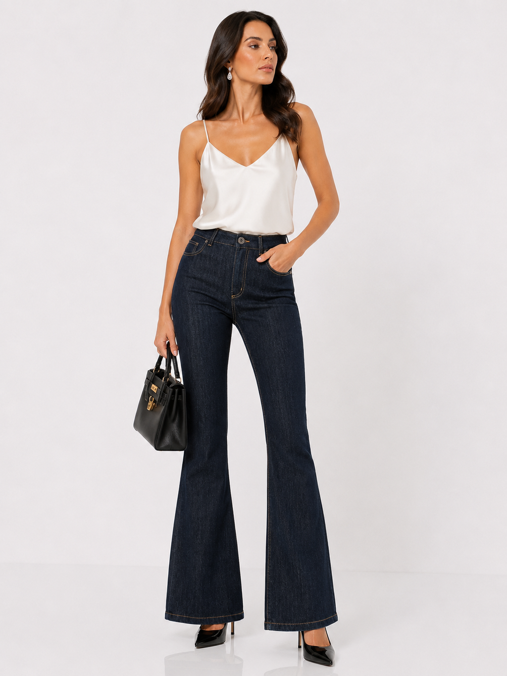 Alexander McQueen High Rise Flared Denim Jeans